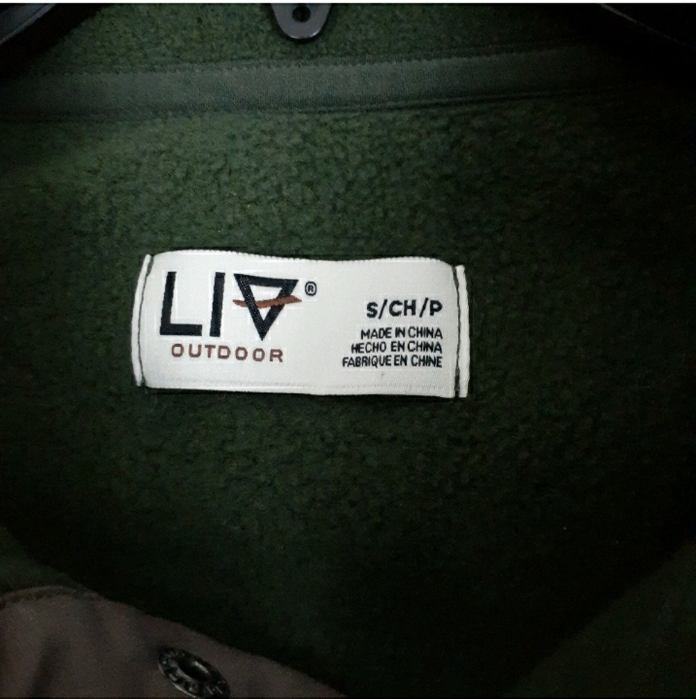 Liv Outdoor Mens Fleece Sweatshirt S 1/4 Snap Green 281 - Picture 3 of 5